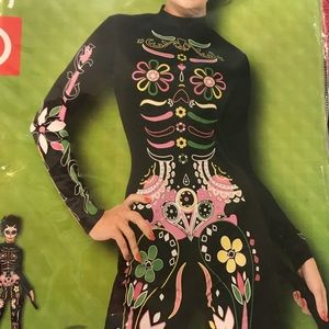 Sugar Skull Cat Bodysuit with tail size med.10/12